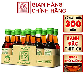 Đặc Sản Phan Thiết - Nước Mắm Tĩn Trẻ Em Cho Bé Ăn Dặm Độ Đạm 42N Lốc 10 Chai Thủy Tinh Mini 60Ml Rin Nguyên Chất Truyền Thống Sạch