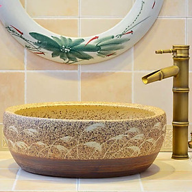 Chậu rửa lavabo gốm sứ nghệ thuật cho phòng tắm hiện đại LAV0015 Họa tiết hình lau nhẹ nhàng, thanh thoát