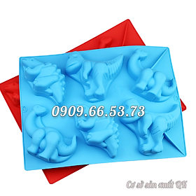 Khuôn rau câu silicon 6 con khủng long, tê giác - Mã số 1061