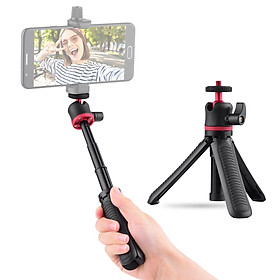 Mini Extendable Desktop Tripod Stand Handheld Selfie Bracket with Flexible Ballhead 1/4 Inch Screw Mount for Travel