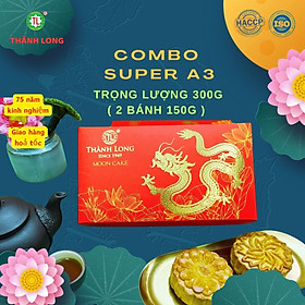 Hộp bánh trung thu 2 bánh 1 trứng 150g - combo super a3 - thành long - việt nam