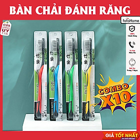 Combo 10 Bàn Chải Đánh Răng Than Tre Hoạt Tính Siêu Mềm Bossi