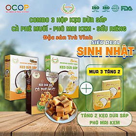 COMBO 3 Kẹo dừa sáp VICOSAP kẹo mềm dẻo ít đường đặc sản Trà Vinh