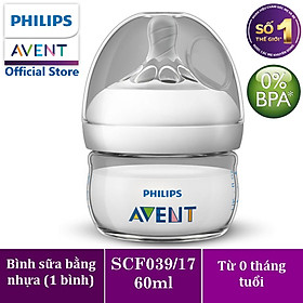 Bình sữa mô phỏng tự nhiên hiệu Philips Avent (60 ml - đơn) cho trẻ từ 0 tháng tuổi SCF039.17