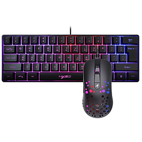 HXSJ Wired Keyboard and Mouse Combo V700 61 Keys RGB Gaming Keyboard+A904 RGB Macro Programming Gaming Mouse Set for PC
