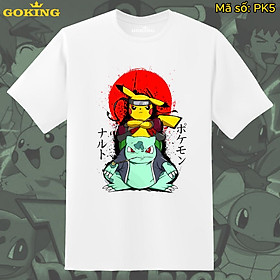 Áo thun in hình PikachuRuto siêu đẹp, mã PK5. Áo phông in hình pokemon cao cấp cho trẻ em, bé trai, bé gái và teen nam nữ