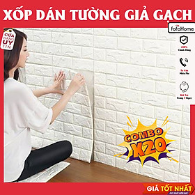 Xốp Dán Tường Giả Gạch 3D - Khổ 70x77 Dày 4mm Cao Cấp Cách Âm Cách Nhiệt Giá Rẻ Nhất - 20 tấm - Màu Trắng