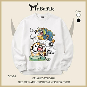 Áo Sweater Hổ, Rồng Vô tri 1 Mr.Buffalo - VT01 Trắng, VT01 Trắng