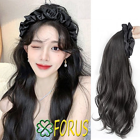 Tóc cài nửa đầu đính nơ nhún BN01 FREESHIP xược cài nửa đầu, băng đô tóc giả cài nửa đầu, cài băng đô nửa đầu