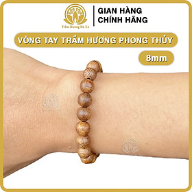 Vòng tay tròn đơn phong thủy trầm hương HÀ XÁ đeo tay nam nữ may mắn tài lộc - 8li cho nữ - tròn đơn