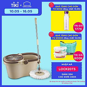 Bộ Cây Lau Nhà Xoay Tay Compact Spin Mop Lock&Lock ETM466: Thùng Giặt + Cây + Bông Lau