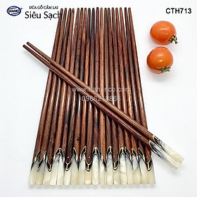 Mua Đũa gỗ Cẩm Lai đầu cẩn thạch chéo (10 đôi/Hộp) ️CTH713 - An toàn khi sử dụng với mọi người