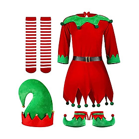 Christmas Costume Elf Clothes Dress up Child Photo Props Santa Claus Costume Outfit for Party, Masquerade, Stage Performance
