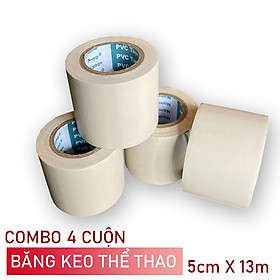 4 Cuộn Băng Keo Thể Thao 5x13m, Combo 4 cuộn bằng keo thể thao nano dùng