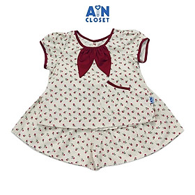 Bộ quần áo ngắn bé gái họa tiết Nhí nơ đỏ quần váy cotton - AICDBTANNNYJ - AIN Closet