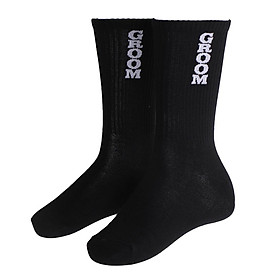 Cotton Mens Wedding Groom Socks Breathable Short Crew Socks Black