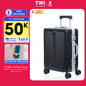 Vali SUNNY MONTER - Vali nhựa PC + ABS  khung nhôm, khay đựng cốc, ngăn đựng laptop, móc treo đồ tiện lợi 20/24 inchs