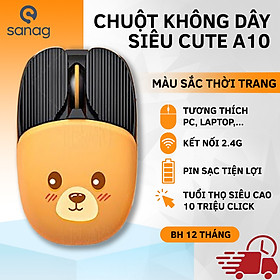 Chuột Không Dây Sanag A10 Hình Cute Pin Tự Sạc Dùng Cực Lâu, Văn Phòng & Game cho laptop MCBook PC Tablet PAD - Hàng chính hãng