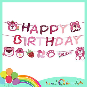 Hình ảnh Bộ dây chữ Happy Birthday hình gấu dâu