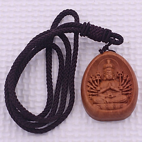 [ TẶNG KÈM DÂY DÙ] Mặt dây chuyền Phật Phổ Hiền Bồ Tát gỗ đào 3.2 x 5 cm - Hộ mệnh người tuổi Thìn, Tỵ
