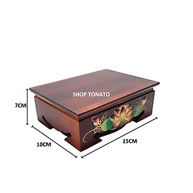 Mua KỶ CHỮ NHẬT  ĐẾ BÁT HƯƠNG ĐÔN GỖ XOAN ĐÀO HOA SEN NỔI 10X15 15X20 20X25