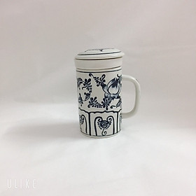 Cốc lọc trà họa tiết vẽ tay thủ công - gốm sứ Bát Tràng - Hoa Sen