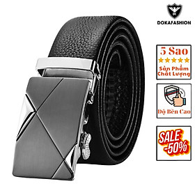 Thắt lưng nam da ( màu đen) chống nước,dây nịt nam khóa chống gỉ độ bền cao thời trang Doka - DKR30