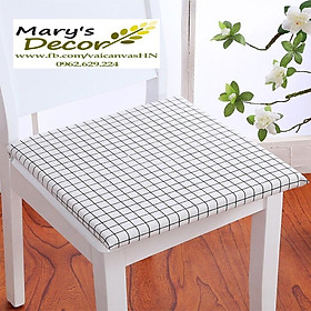 Mua Đệm ngồi mút vải linen Caro trắng DN-A04