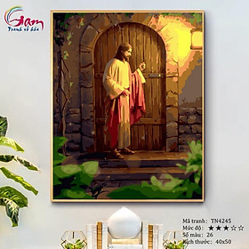 Mua Tranh sơn dầu số hóa trang trí treo tường Công giáo Chúa Giê su Mẹ Maria có khung dày 2.5cm