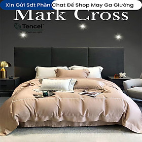 Bộ Chăn Ga Gối Đệm Lụa Tencel 100s Mark Cross 5 Món Cao Cấp Chăn Chần Bông