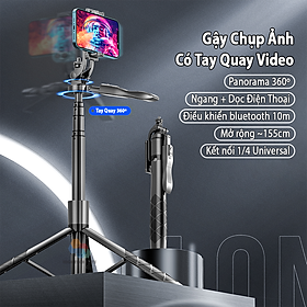 Gậy Chụp Hình HIGH TECH GATE LONG16 Có Tay Quay Video Xoay 360º Quay Chụp Selfie Toàn Cảnh, Mở Rộng Dài 155cm, Thu Gọn Cầm Tay Du Lịch 33cm, Hỗ Trợ Livestream, Quay Tiktok, Chụp Ảnh Tự Sướng, Tích Hợp Điều Khiển Bluetooth Cầm Tay, Hàng Chính Hãng 