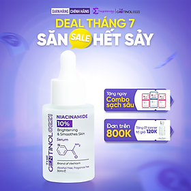 Serum trắng hồng da Niacinamide kiểm soát dầu, mụn, dưỡng trắng, giảm nếp nhăn, trẻ hóa làn da The Gentinol 0221 30ml