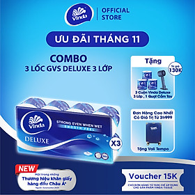Giấy vệ sinh cao cấp Vinda Deluxe 3 lớp (8 Cuộn)
