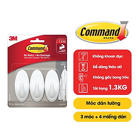 Mua Móc dán tường Command 3M vỉ 3 cái chịu lực 1.3kg - Độ bền cao  bám cực chắc  tháo cực dễ  không gây hại bề mặt 17086