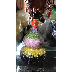 Tượng Hồ Lô phong thủy Hút Tài Thạch Anh đa sắc màu tự nhiên Anh Chị để bàn làm việc  bàn thờ Thần Tài Size vừa cao 15cm ngang 10cm ĐẸP ạ