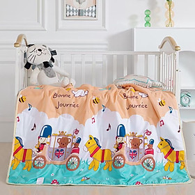 Chăn Mền Cotton Đũi Trẻ Em Luôn Được Các Mẹ Và Bé Yêu Thích - Mẫu Gấu Hoàng Gia - Tặng 10 chiếc chun