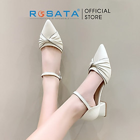 Giày cao gót nữ ROSATA RO627 bít mũi tròn quai hậu mảnh khóa cài gót cao 5cm xuất xứ Việt Nam