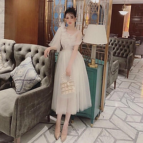 Đầm xoè dự tiệc sang trọng TRIPBLE T DRESS -size M/L (kèm ảnh/video thật)MS218V