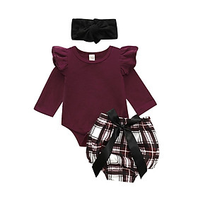 Baby girl clothes set fly sleeve romper +floral pants +headband clothes autumn Wear 6M-2T