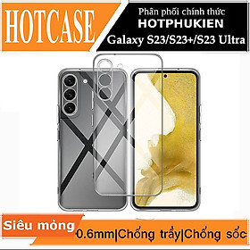 Ốp lưng silicon dẻo cho Samsung Galaxy S23 / Galaxy S23+ / Galaxy S23 Plus / S23 Ultra hiệu HOTCASE trong suốt mỏng 0.6mm độ trong tuyệt đối chống trầy xước - Hàng nhập khẩu - Galaxy S23