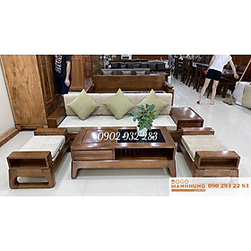 Bộ bàn ghế phòng khách sofa gỗ sồi 4 món nhỏ xinh G10