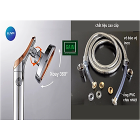 Mua Combo vòi hoa sen tăng áp Luva VS6 kèm dây sen cao cấp chống xoắn  đường kính bát sen 11cm  Bật/Tắt trực tiếp trên vòi sen