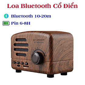 Loa bluetooth mini giá siêu rẻ di động cổ điển BT01 vân gỗ retro dễ thương decor phòng , Loa BT Speaker âm thanh trầm cực hay
