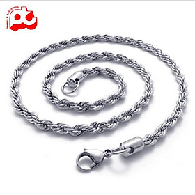 Dây chuyền dạng xoắn nam titan đẹp sang trọng thép không gỉ buộc tàu trangsucpt màu trắng PTDCNA08