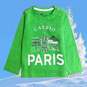 ÁO THUN GIỮ NHIỆT CHO BÉ TRAI TỪ 1 TUỔI ĐẾN 8 TUỔI IN HÌNH PARIS, THUỘC BỘ SƯU TẬP QUẦN ÁO TRẺ EM MÙA THU ĐÔNG CATRIO 2021