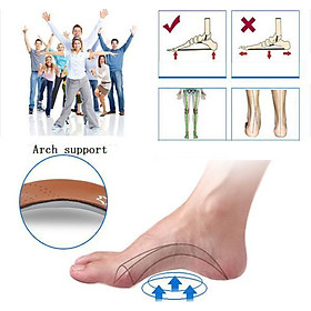 Unisex 3D Full Length Leather Orthotic Insoles Arch Support Foot Cushion