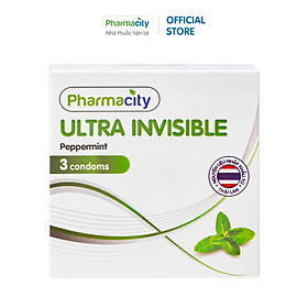 Bao cao su siêu mỏng Pharmacity Ultra Invisible (Hộp 3 cái)