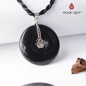Mặt dây chuyền đồng điếu đá obsidian mệnh thủy, mộc - Ngọc Quý Gemstones
