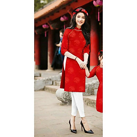 Giá xưởng- combo 1 bộ áo dài cách tân và 1 áo cách tân gấm tết đỏ