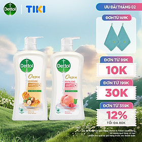 COMBO 2 CHAI SỮA TẮM DETTOL ONZEN MẬT ONG KHÁNG KHUẨN DƯỠNG THỂ VÀ DƯỠNG DA ĐÀO & PHÚC BỒN TỬ (950G/CHAI)